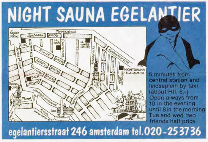 Advertisement of former gay sauna Egelantier
